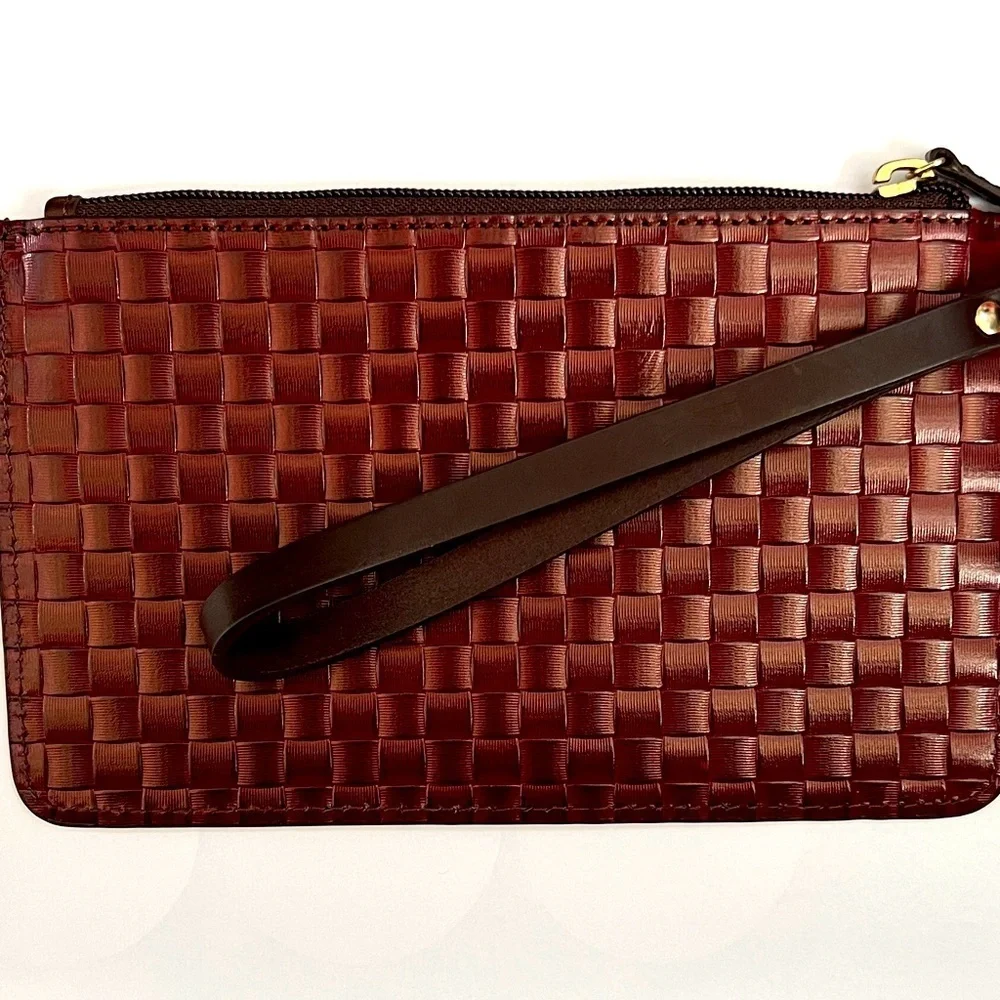 Dooney & Bourke Dark Red Leather Wristlet Clutch - Picture 1 of 4
